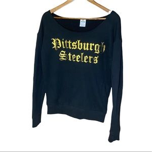 PINK Victorias Secret PINK Pittsburgh Steelers Round Neck Sweatshirt Pullover